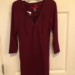 NWT red lace up dress